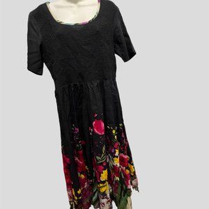 Draper's & Damon's  PM black floral short sleeve fir N flare dress